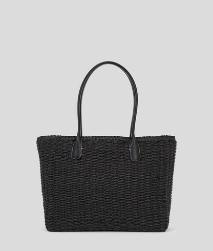 KarlLagerfeld Ksignature Small Woven Beach Tote Bag Black