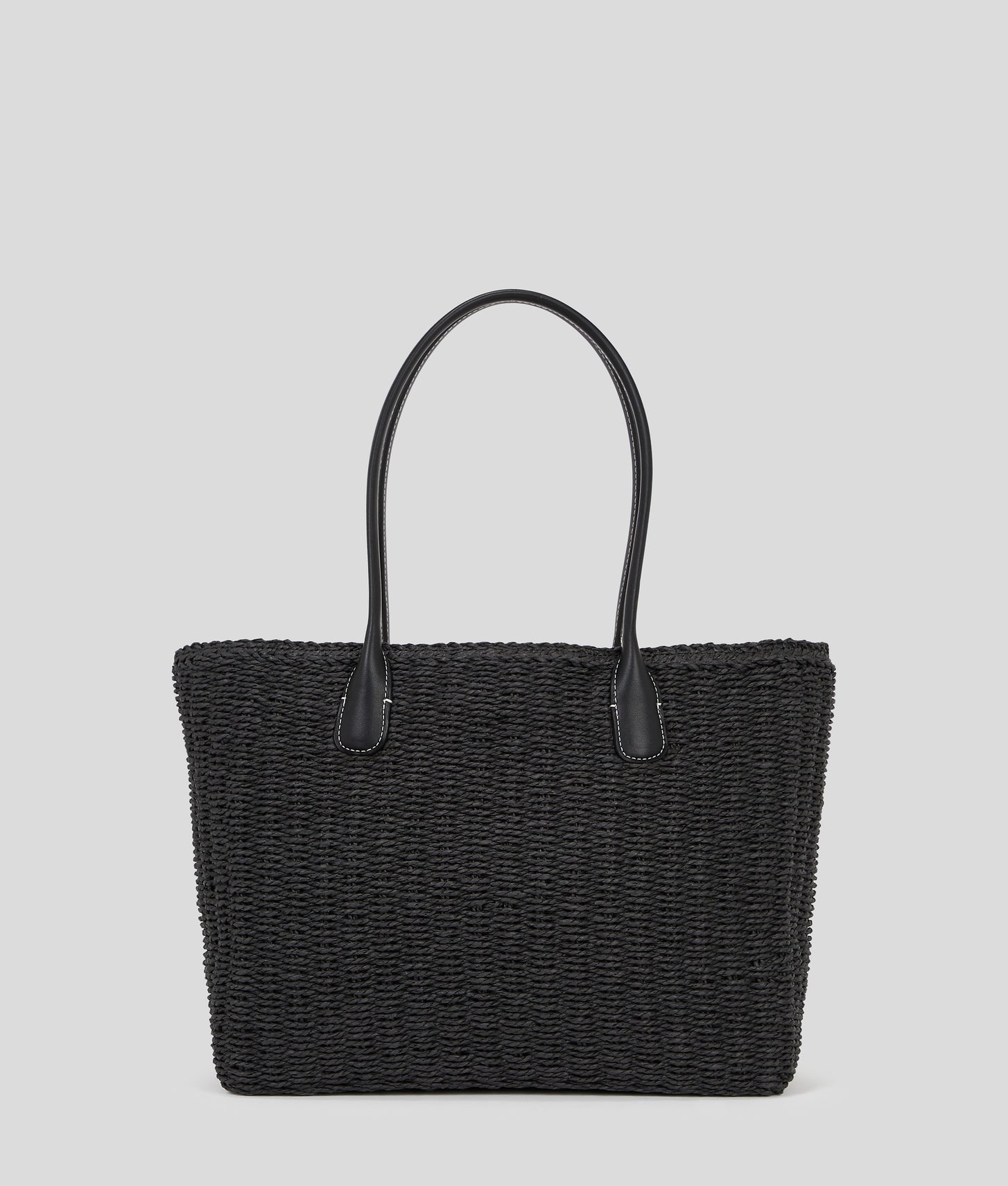 KarlLagerfeld Ksignature Small Woven Beach Tote Bag Black