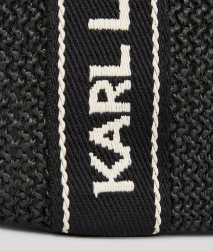 KarlLagerfeld Logo Woven Beach Tote Bag Black