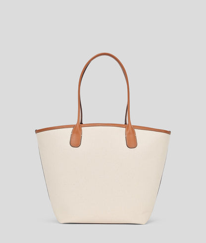 KarlLagerfeld Hotel Karl Medium Canvas Tote Bag Natural Canvas Tan