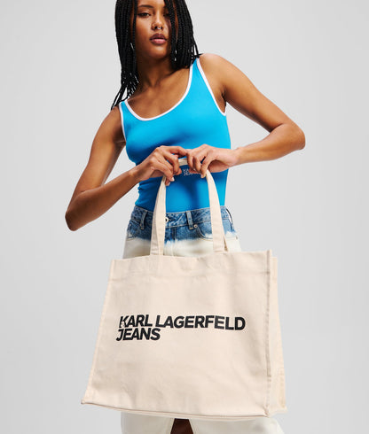 KarlLagerfeld Logo Canvas Shopper Natural
