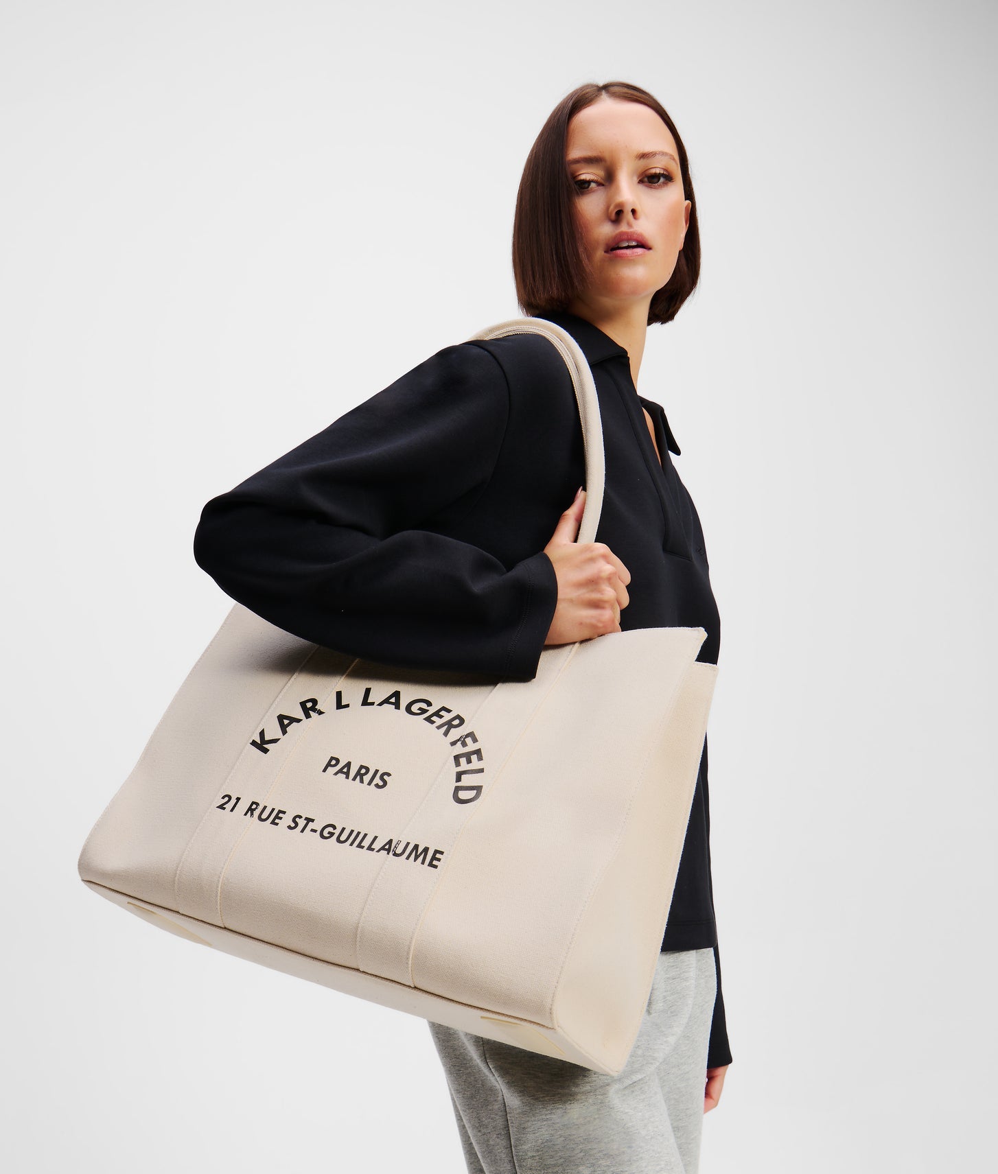 KarlLagerfeld Rue St-Guillaume Large Tote Bag Natural