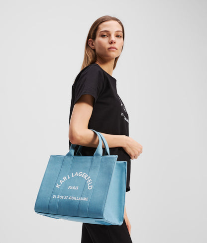 KarlLagerfeld Rue St-Guillaume Medium Square Tote Bag Dark Still Water