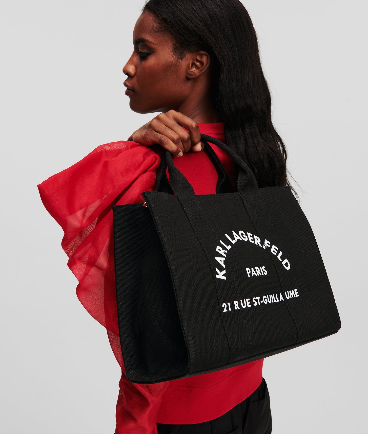 KarlLagerfeld Rue St-Guillaume Medium Square Tote Bag Black
