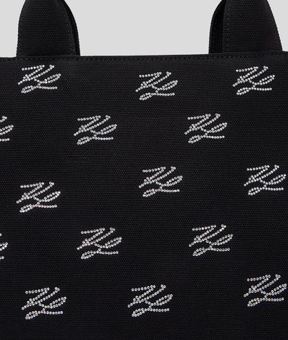 KarlLagerfeld Kautograph Square Medium Tote Bag Black Embellishment