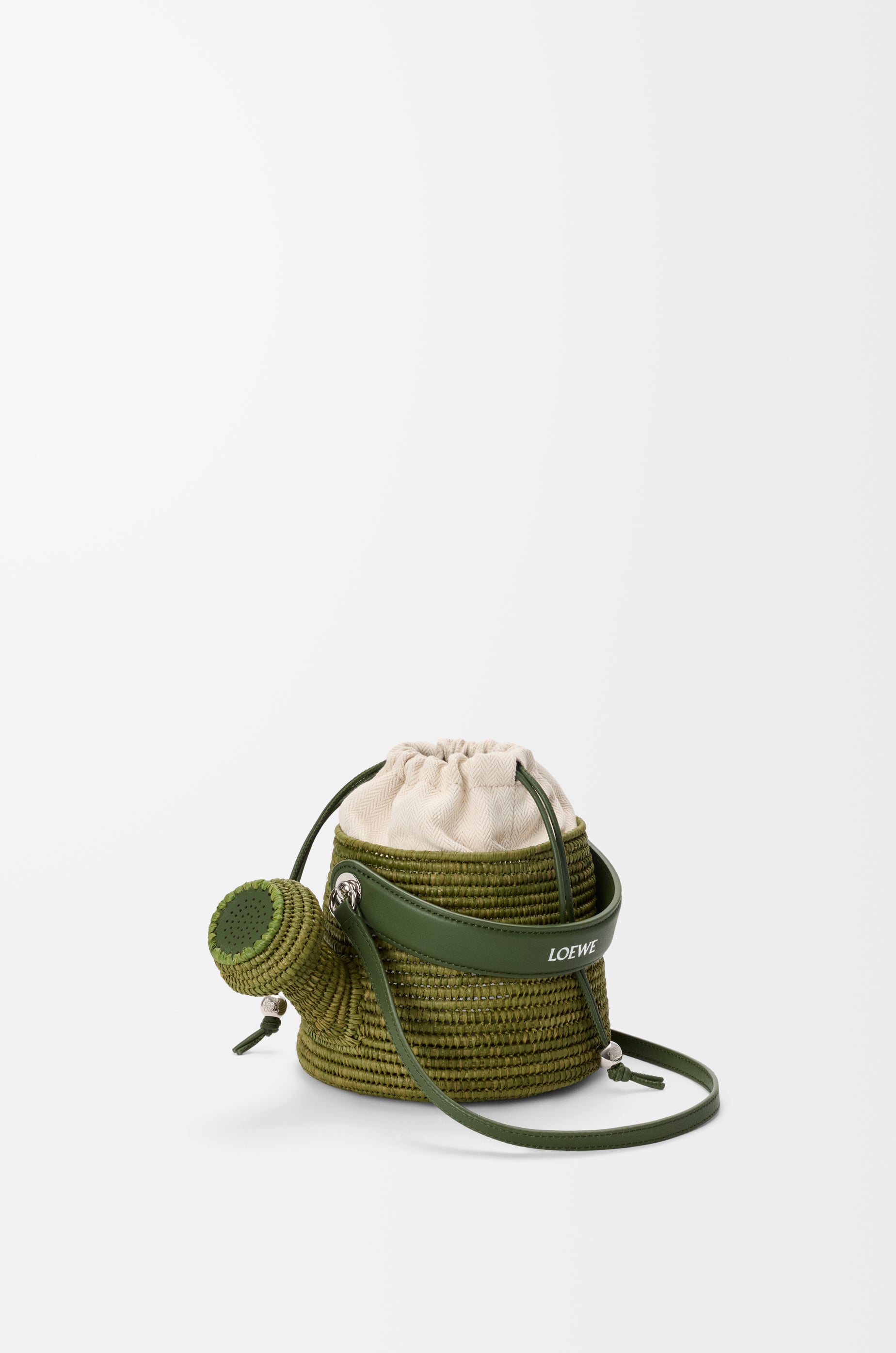 Loewe Watering Can bag in raffia and calfskin