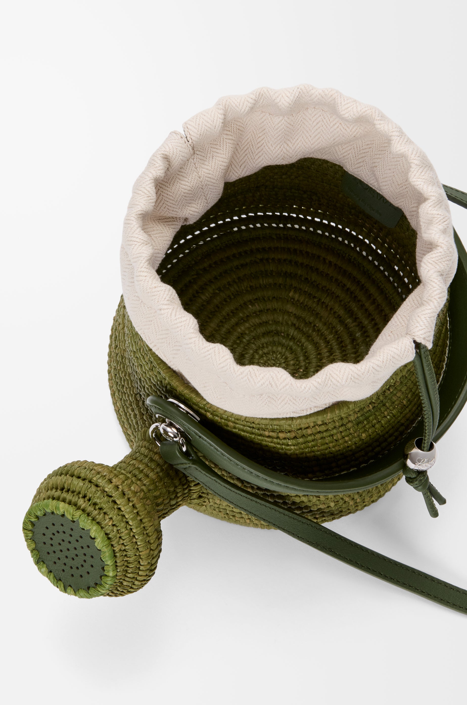 Loewe Watering Can bag in raffia and calfskin