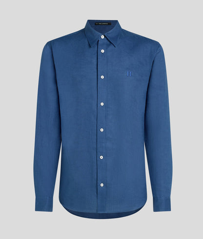 Karl Lagerfeld Monogram Linen Shirt Twilight Blue