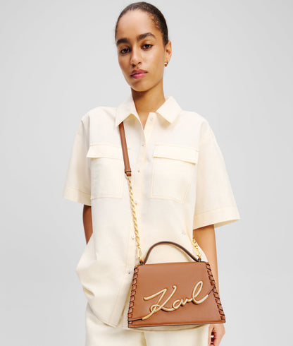 KarlLagerfeld Ksignature Medium Crossbody Bag Dark Tan