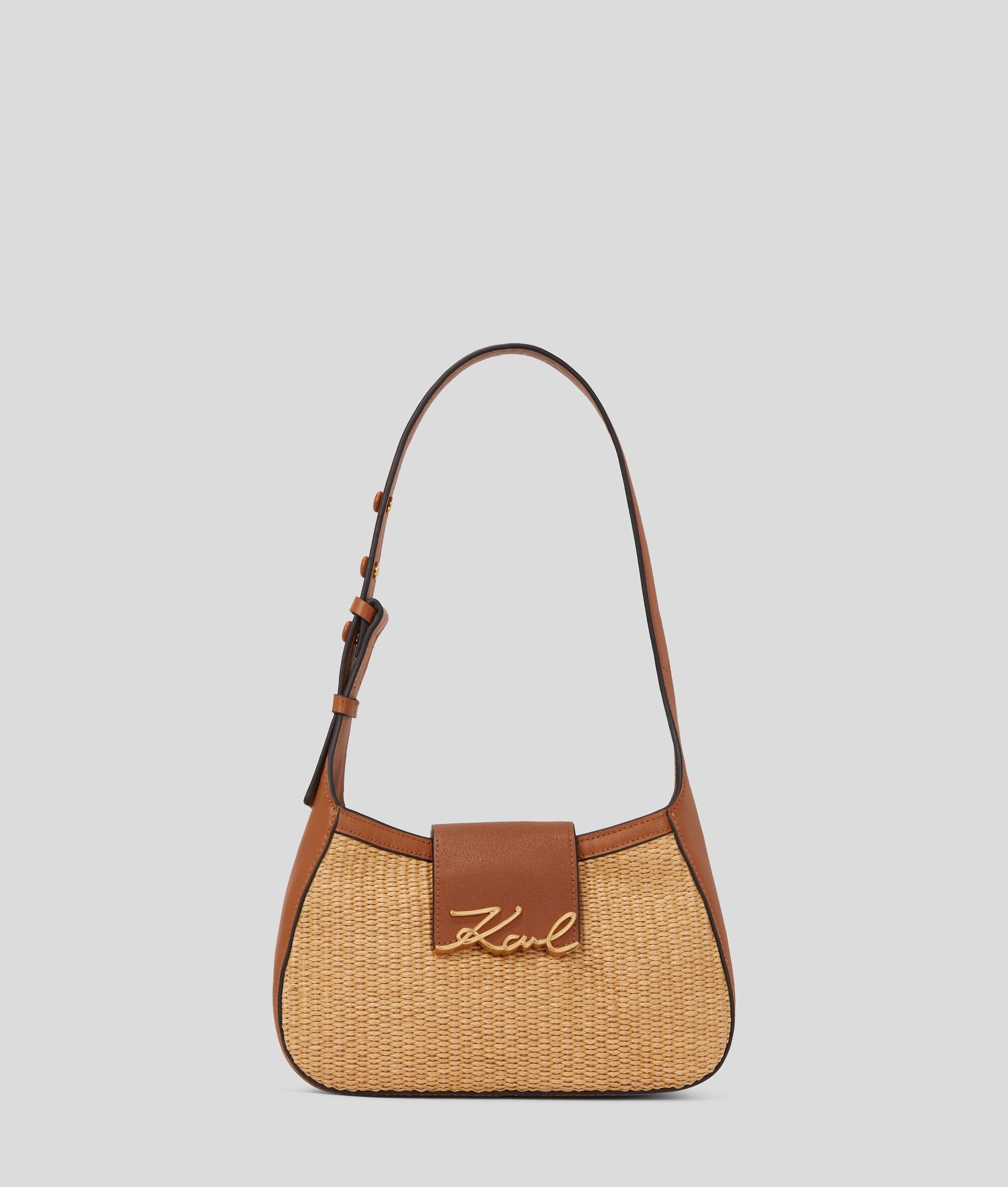 K/Signature Small Raffia Shoulder Bag Natural-Tan Natural-Tan