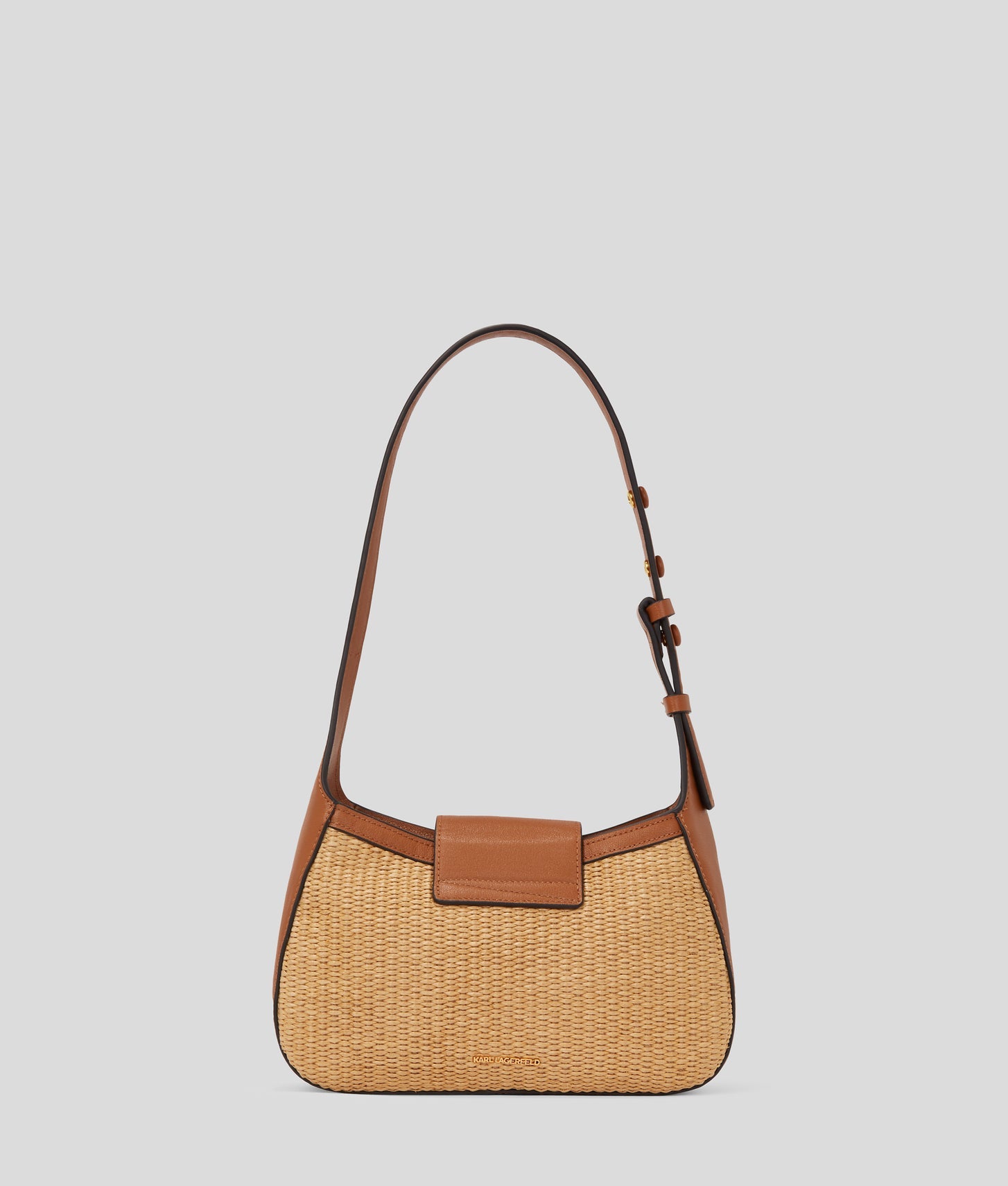 KarlLagerfeld Ksignature Small Woven Shoulder Bag Natural-Tan