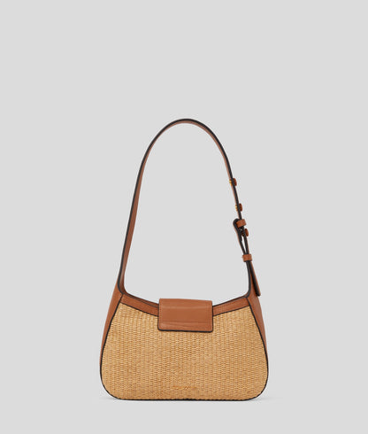 KarlLagerfeld Ksignature Small Woven Shoulder Bag Natural-Tan