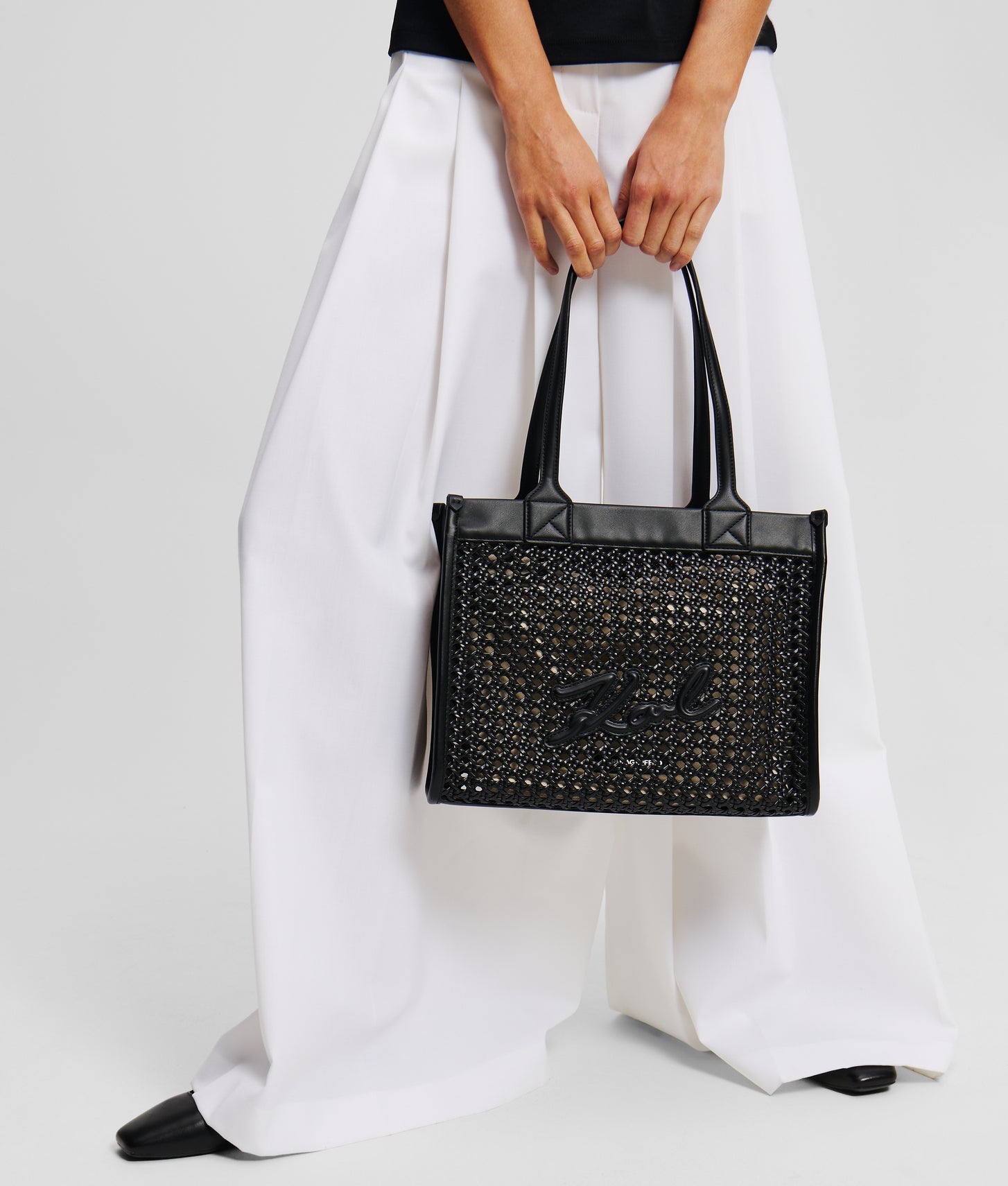 KarlLagerfeld Kskuare Medium Tote Bag Black-Nickel