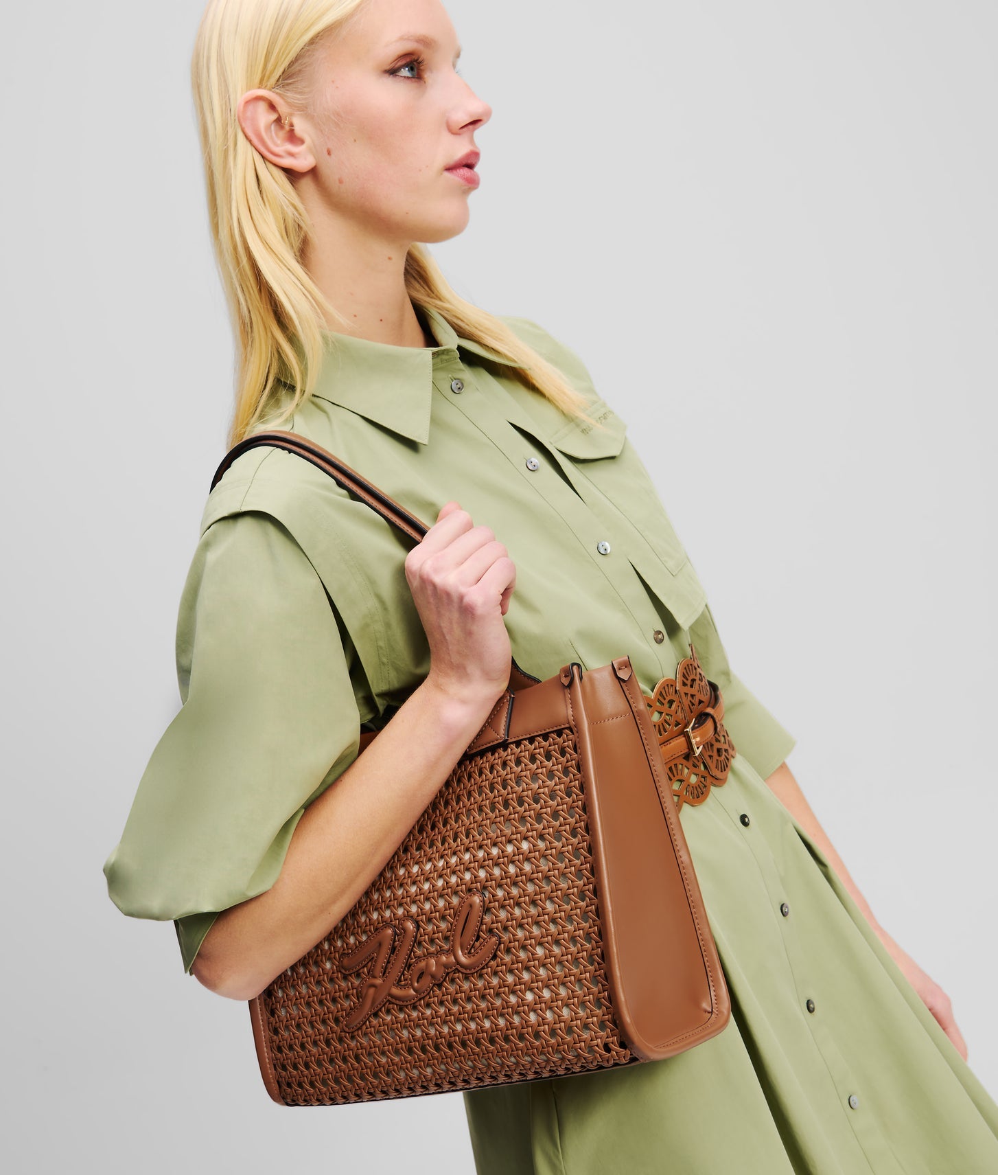 KarlLagerfeld Kskuare Medium Tote Bag Dark Tan