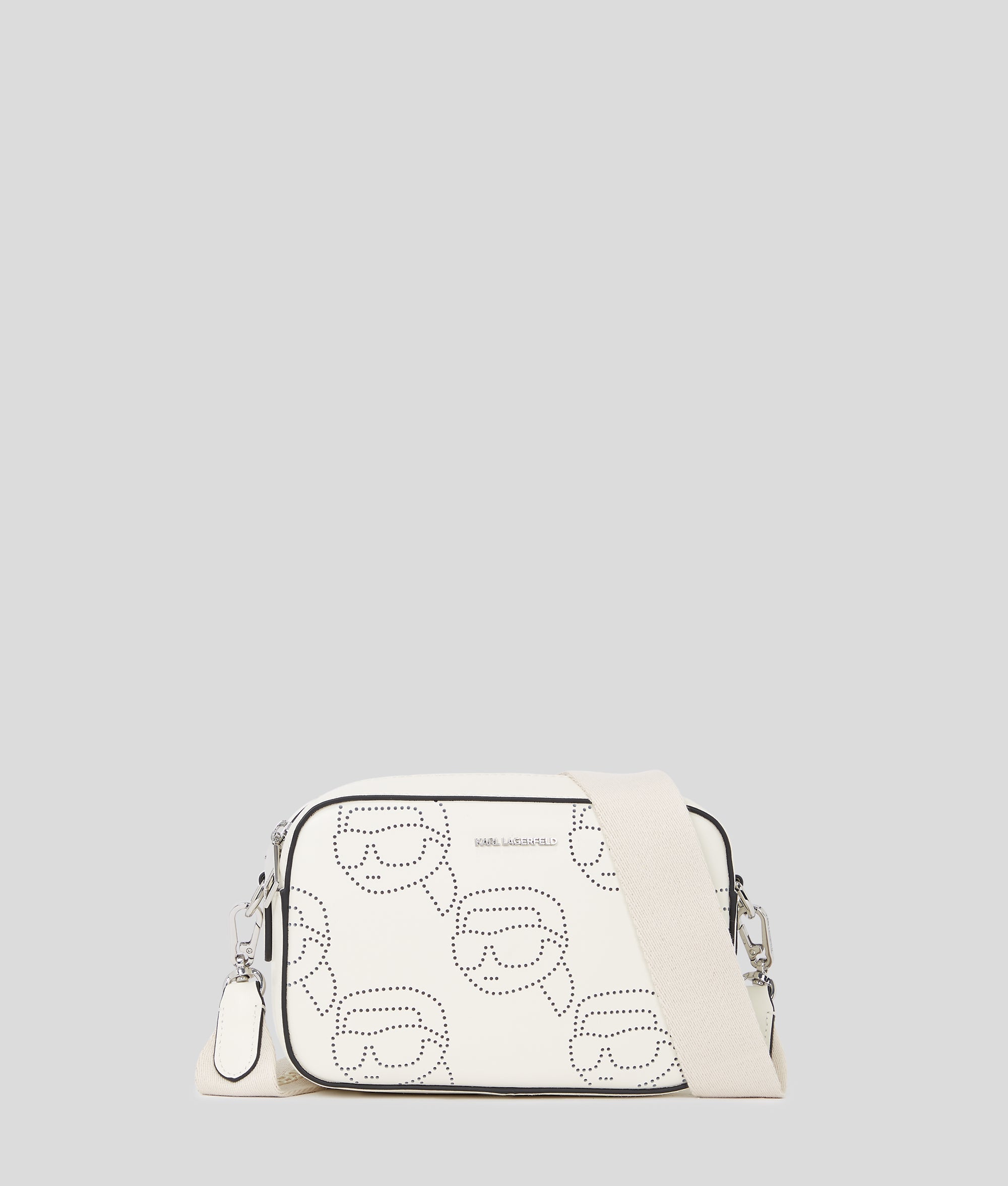 KarlLagerfeld Ikon Perforated Camera Bag Off White