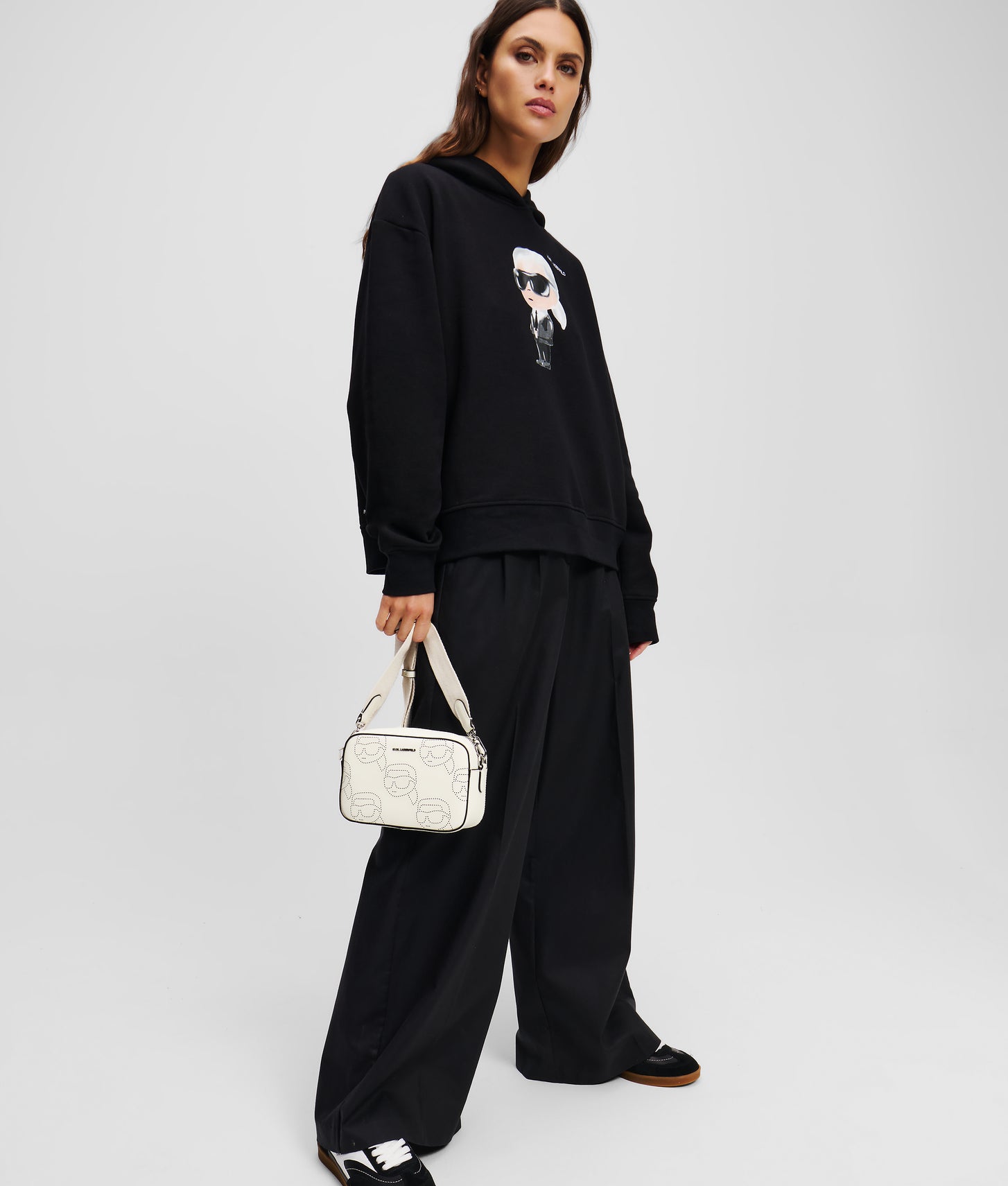 KarlLagerfeld Ikon Perforated Camera Bag Off White