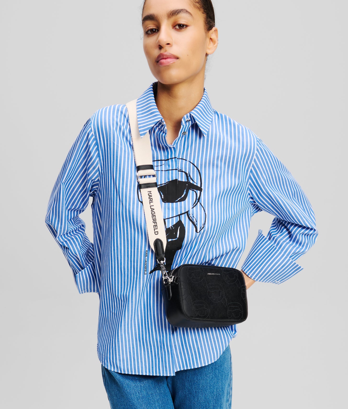 KarlLagerfeld Ikon Perforated Camera Bag Black