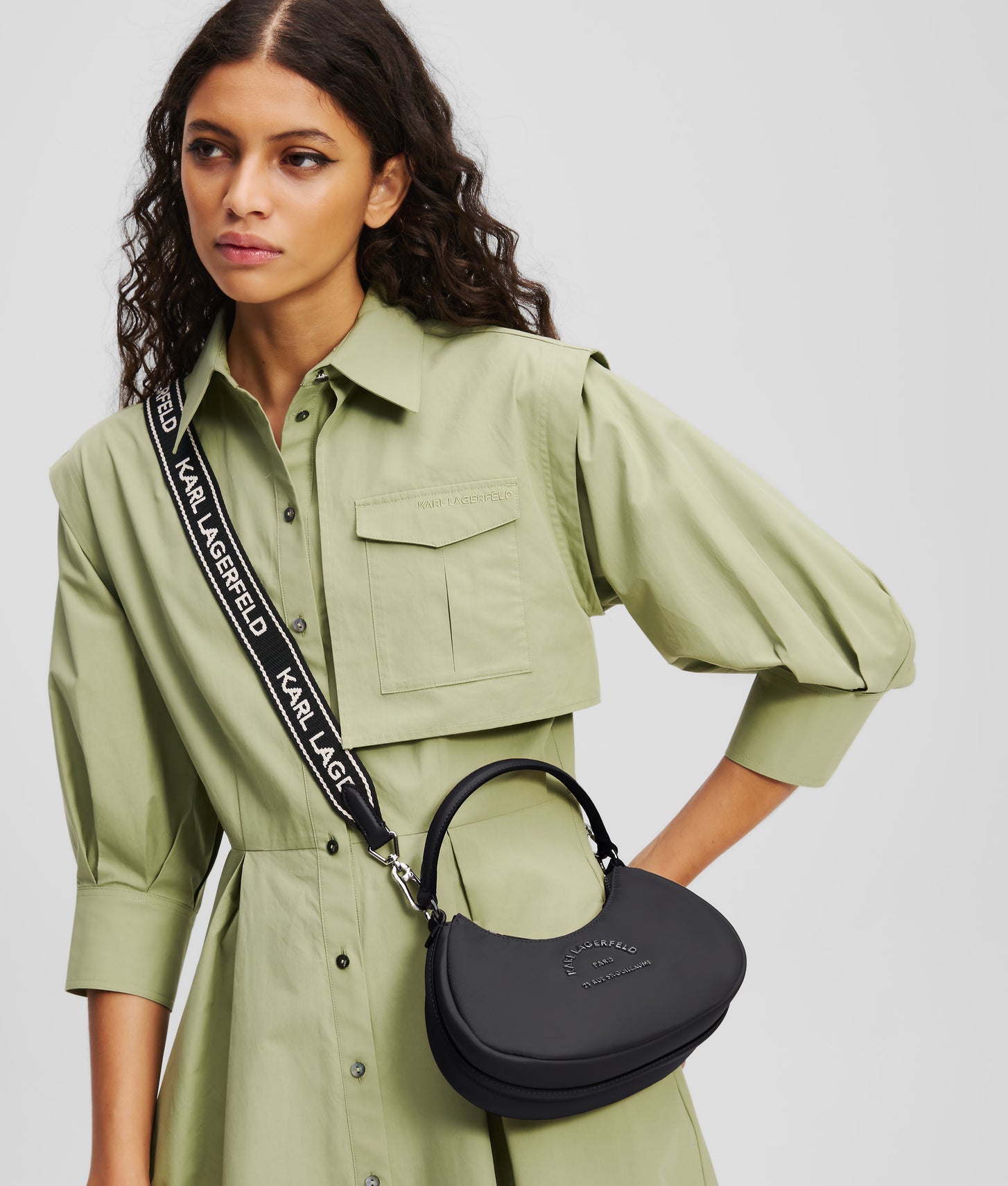 KarlLagerfeld Rue St-Guillaume Moon Crossbody Bag Black