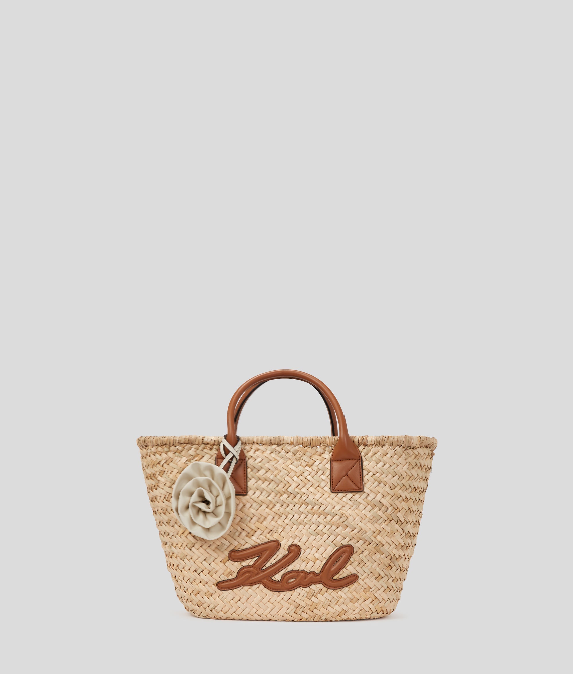 KarlLagerfeld Ksignature Medium Raffia Tote Bag Natural-Tan