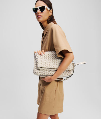 KarlLagerfeld Kweave Large Shoulder Bag Cement