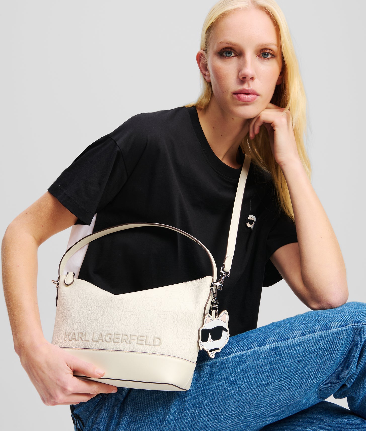 KarlLagerfeld Ikon Crossbody Bag Off White Nft All Over Print