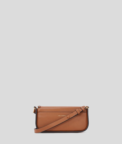 KarlLagerfeld Ksignature Whipstitch Crossbody Bag Dark Tan