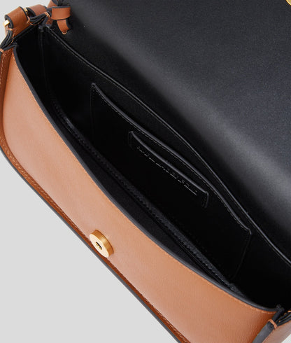 KarlLagerfeld Ksignature Whipstitch Crossbody Bag Dark Tan