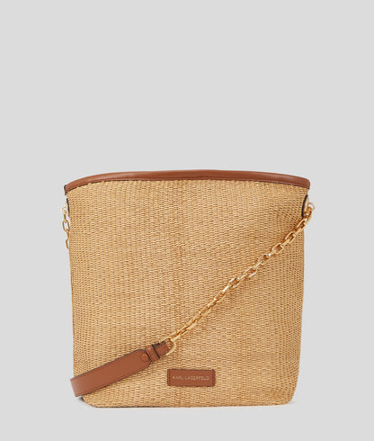 KarlLagerfeld Kautograph Woven Medium Bucket Bag Natural-Tan