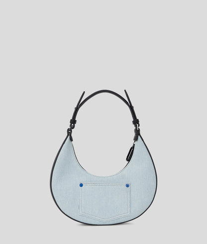 KarlLagerfeld Box Logo Half-Moon Shoulder Bag Light Blue