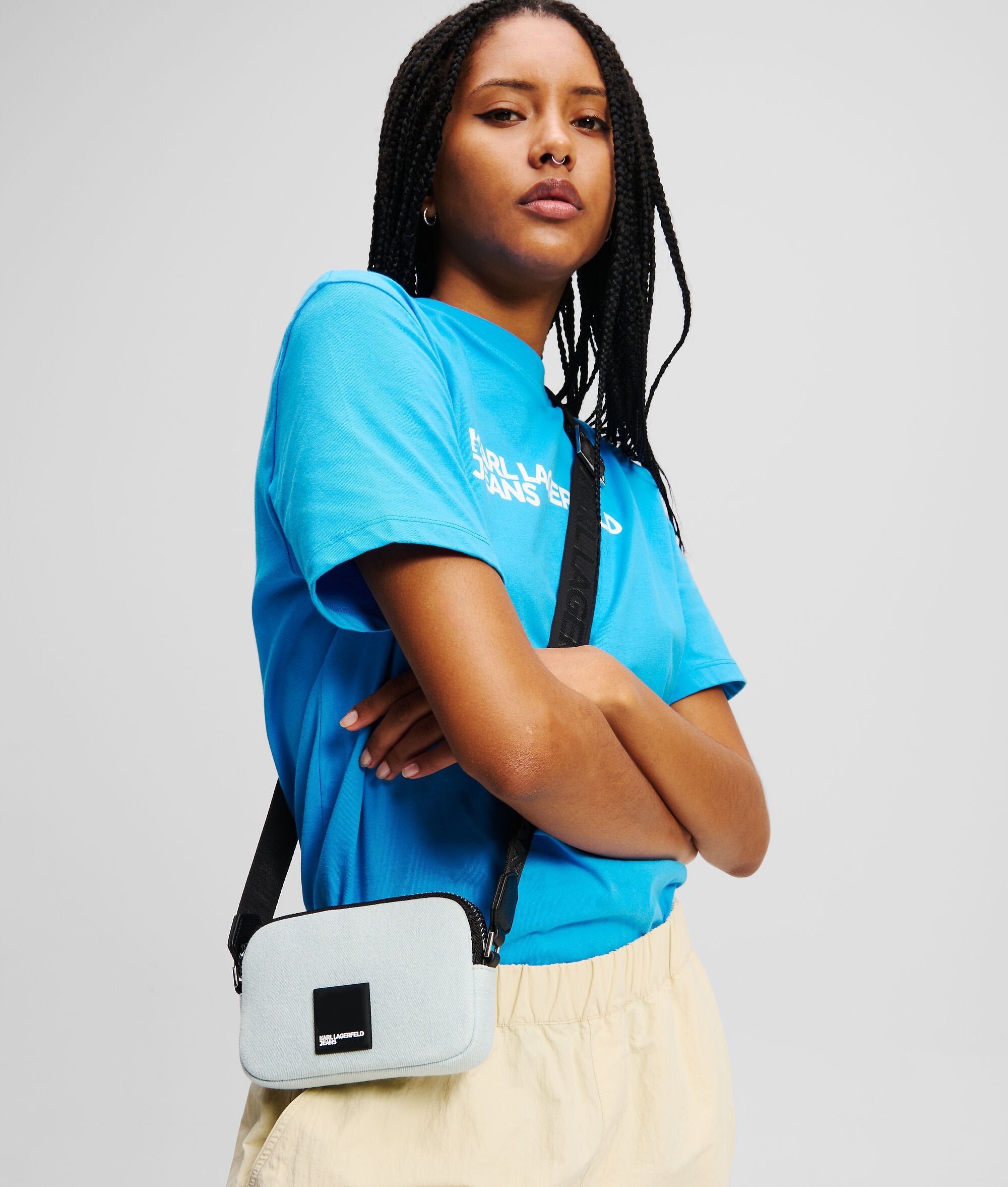 Box Logo Mini Denim Crossbody Bag Light Blue Light Blue