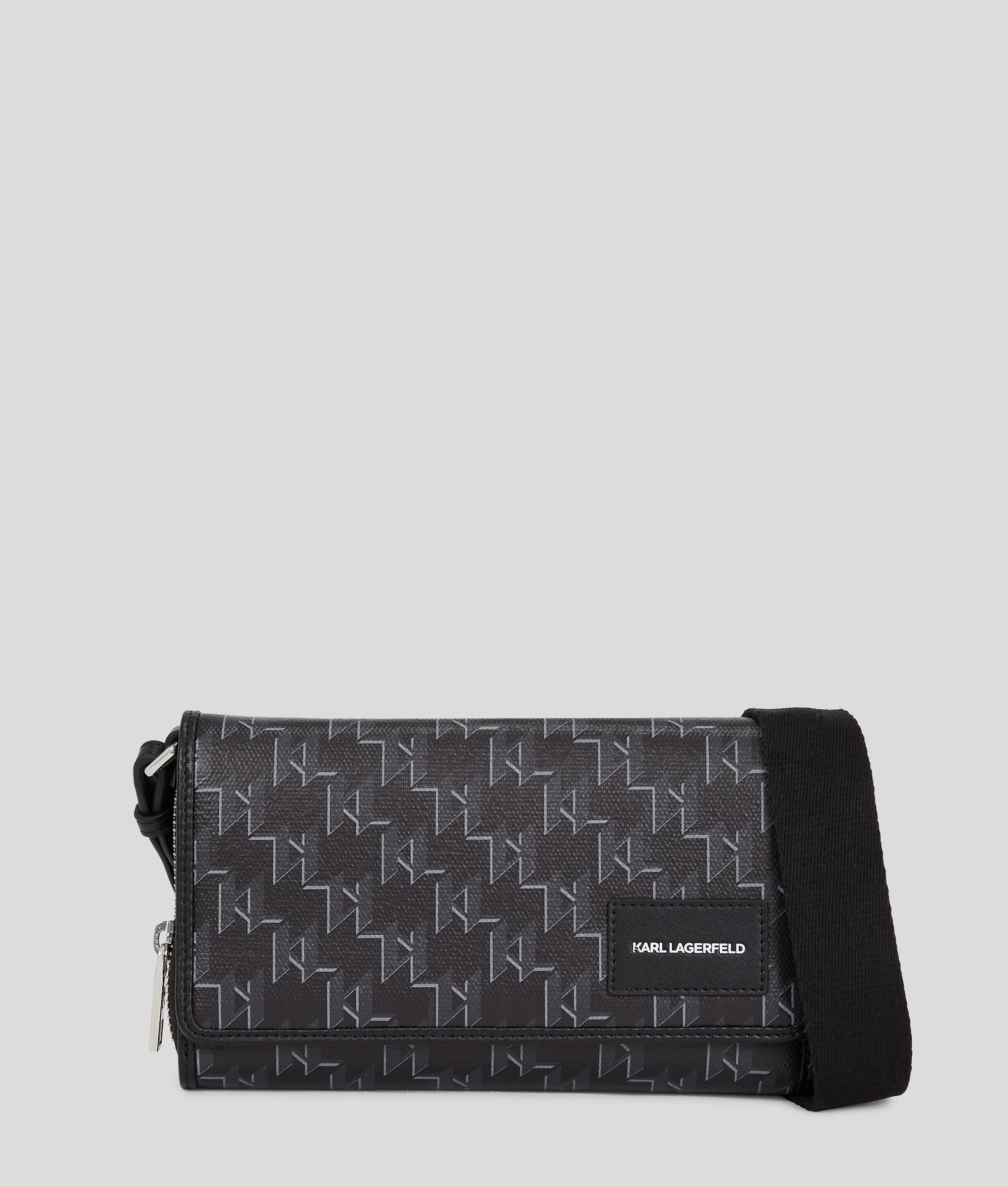 KarlLagerfeld Kvoyage Crossbody Wallet Black Monogram