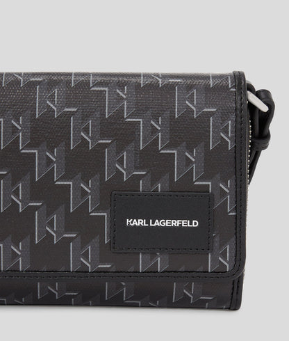 KarlLagerfeld Kvoyage Crossbody Wallet Black Monogram