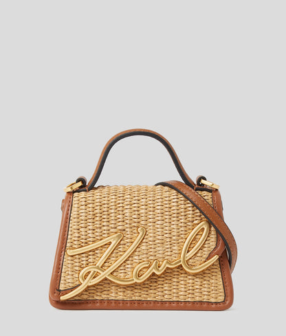 KarlLagerfeld Ksignature Woven Nano Bag Natural-Tan