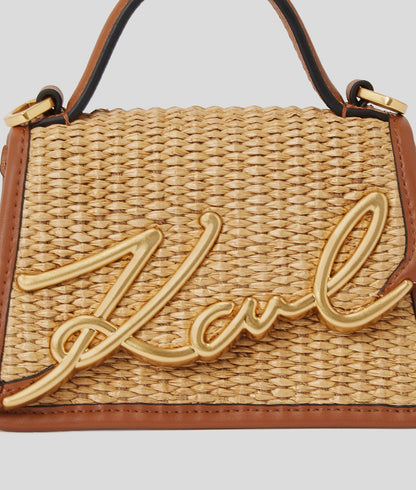 KarlLagerfeld Ksignature Woven Nano Bag Natural-Tan