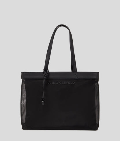 KarlLagerfeld Logo Mesh Beach Tote Bag Black
