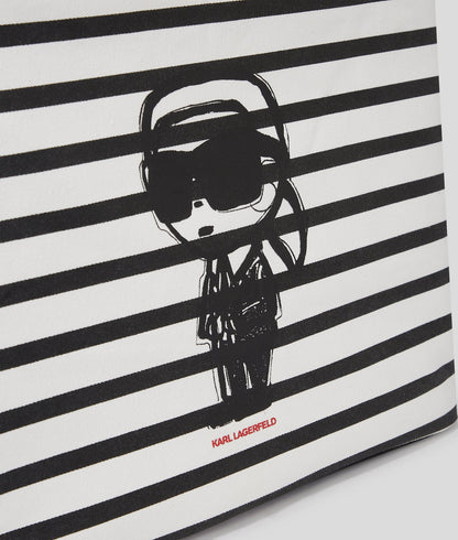 KarlLagerfeld Ikon Striped Shopper Black-White Stripe