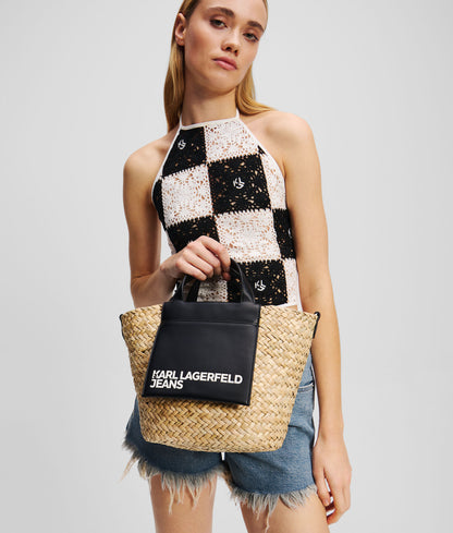 Mini Raffia Tote Bag Natural/Black Natural/Black