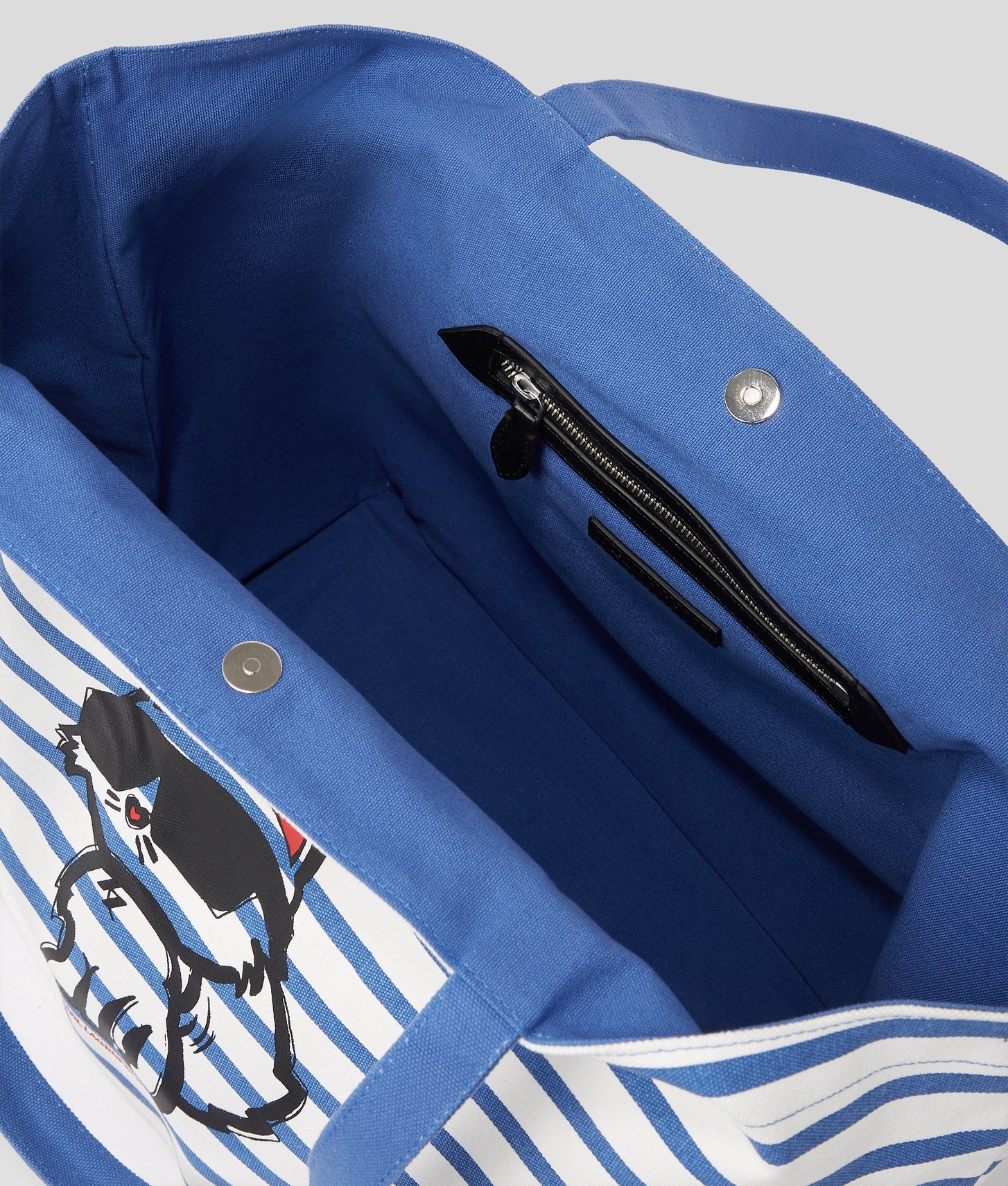 KarlLagerfeld Ikon Choupette Striped Shopper White And Blue Stripes