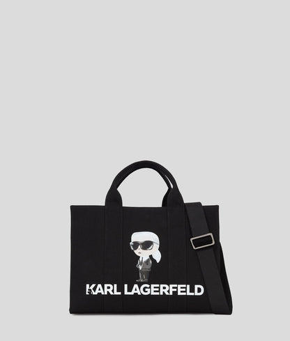 KarlLagerfeld Ikon Aquarelle Canvas Tote Bag Black