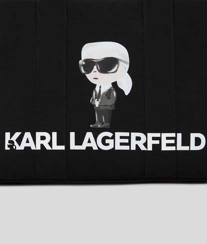 KarlLagerfeld Ikon Aquarelle Canvas Tote Bag Black