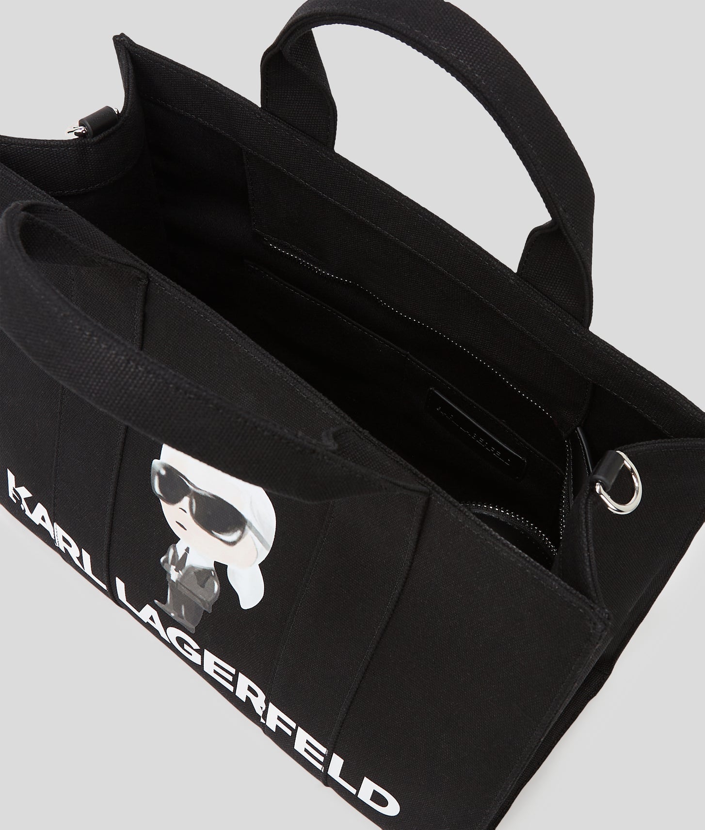 KarlLagerfeld Ikon Aquarelle Canvas Tote Bag Black