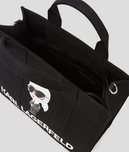 KarlLagerfeld Ikon Aquarelle Canvas Tote Bag Black