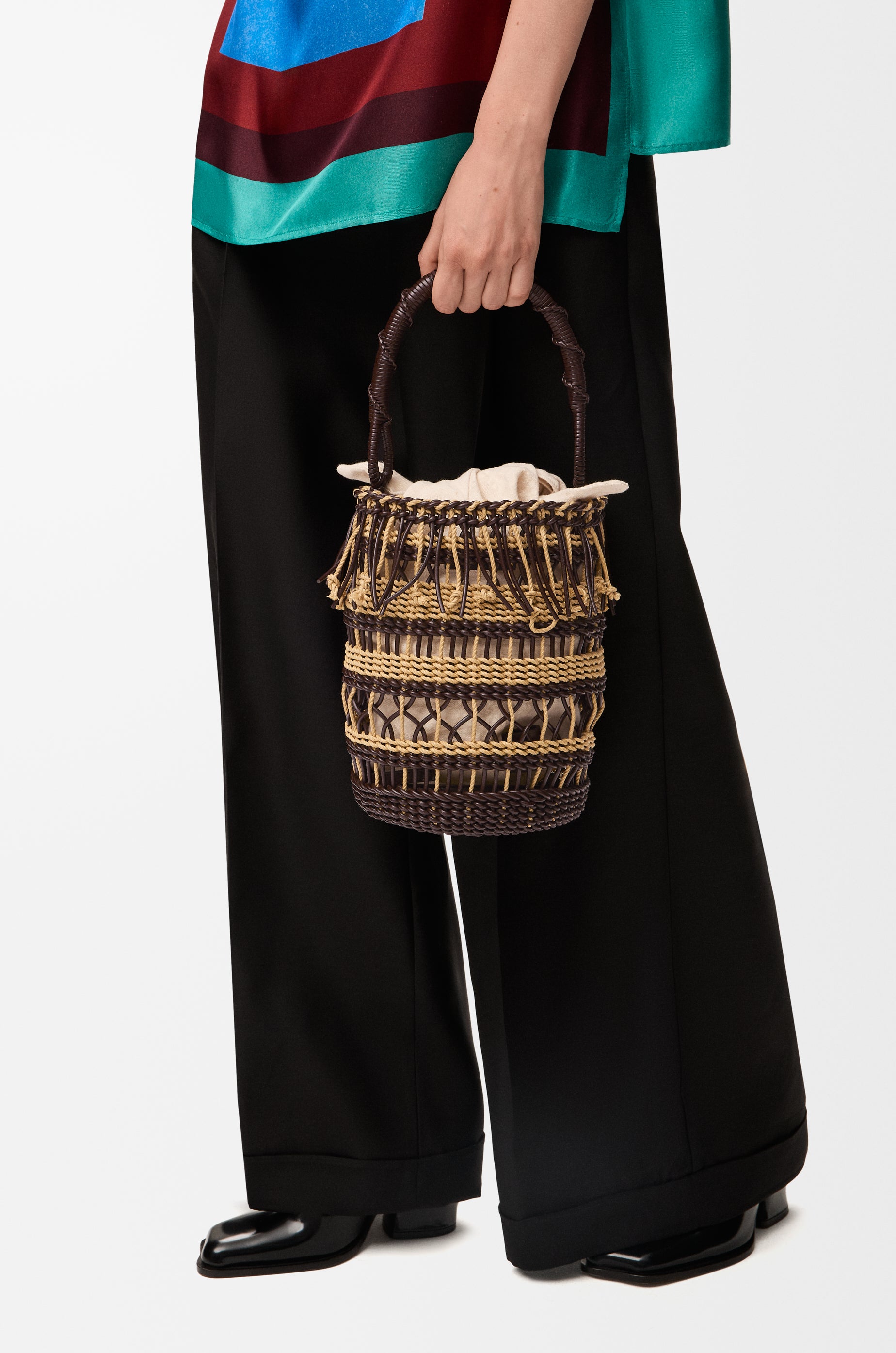 Loewe Bucket in cord and leather