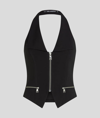 Karl Lagerfeld Halterneck Waistcoat Black