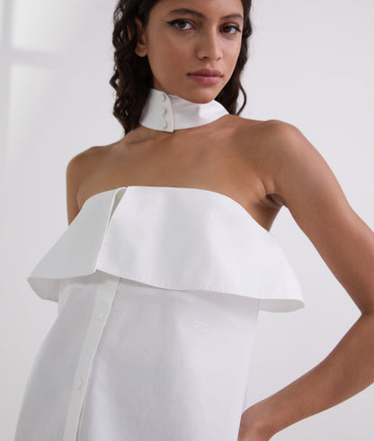 Karl Lagerfeld Strapless Poplin Shirt White