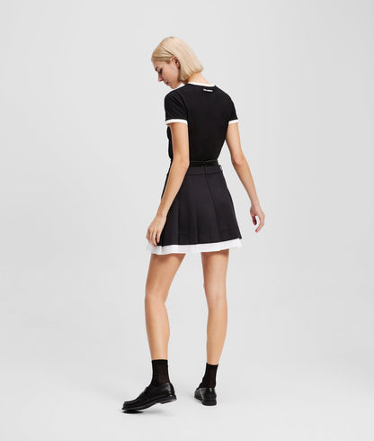 Karl Lagerfeld Ikon Pleated Mini Skirt Black/White