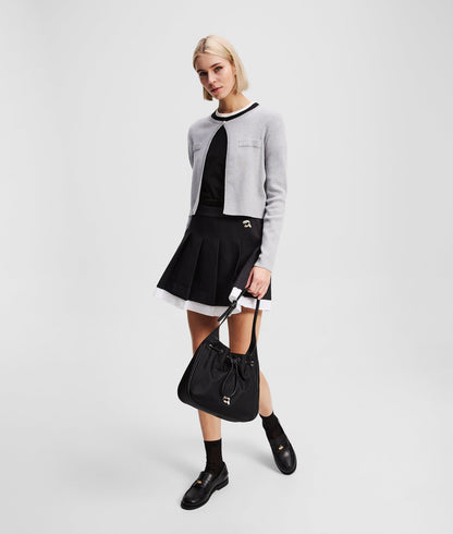 Karl Lagerfeld Ikon Pleated Mini Skirt Black/White