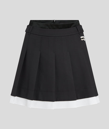 Karl Lagerfeld Ikon Pleated Mini Skirt Black/White