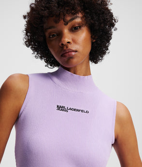 KarlLagerfeld Metal Logo Denim Shoulder Bag Bright Blue Marble