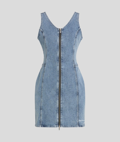 Karl Lagerfeld V-Neck Denim Dress Vintage Light Blue